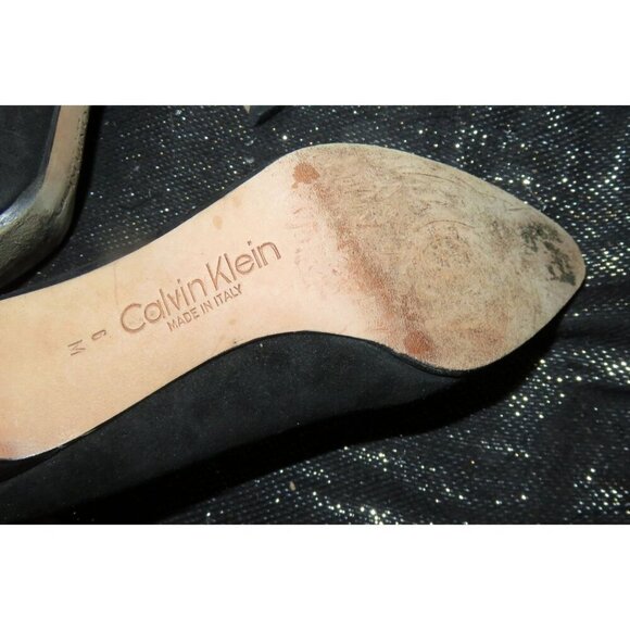 Calvin Klein Suede Leather Pointed Toe Pumps size 6 in Classic Black - Picture 9 of 11